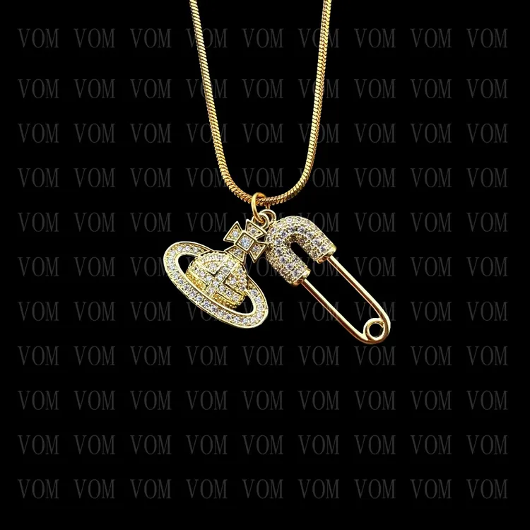 钛钢项链 高级西太后星球气质轻奢时尚百搭金色精致满钻坠链项链 商品图