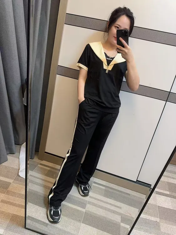 3865长裤短袖休闲套装