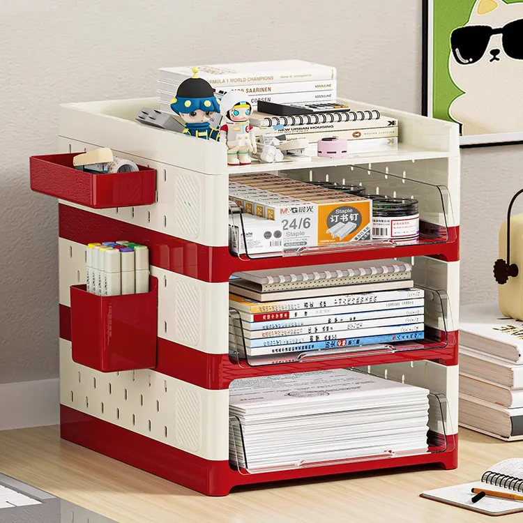 文件桌面书架收纳盒书本办公室学生学习书桌收纳神器洞洞板置物架