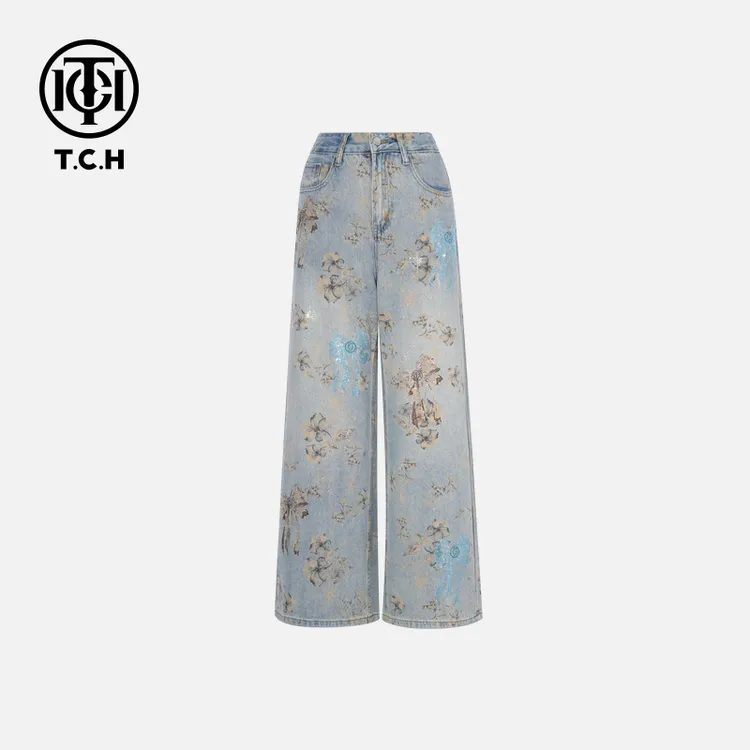 TCH私服烫钻工艺新时尚淑女百搭潮流牛仔裤女T75B20E5052轻奢tch
