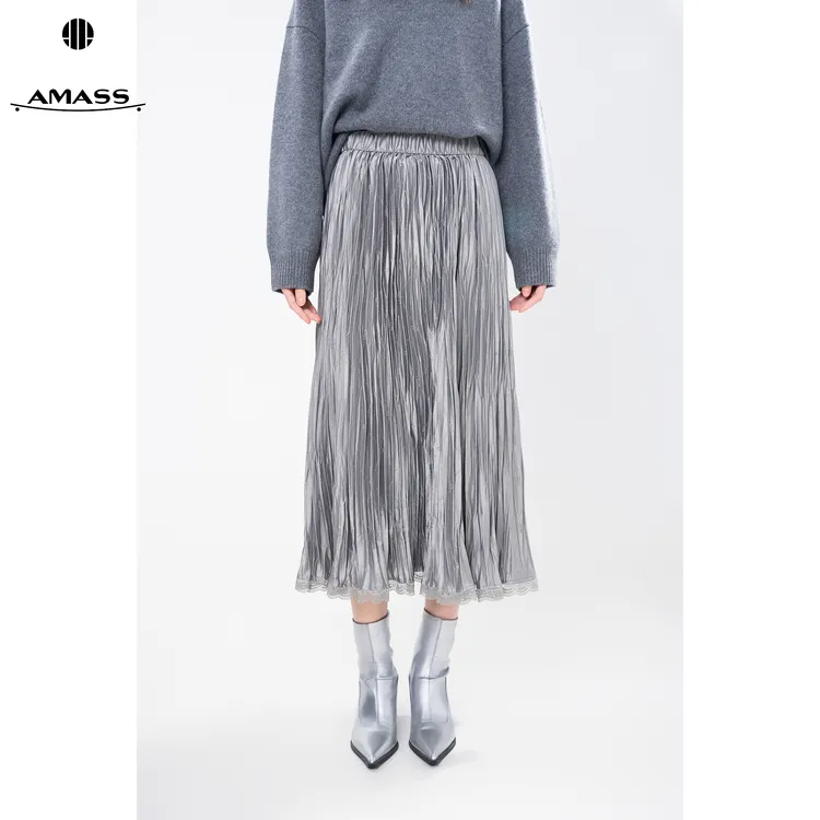 AMASS/阿玛施秋季新款气质优雅质感松紧腰中长款半身裙女 5200320