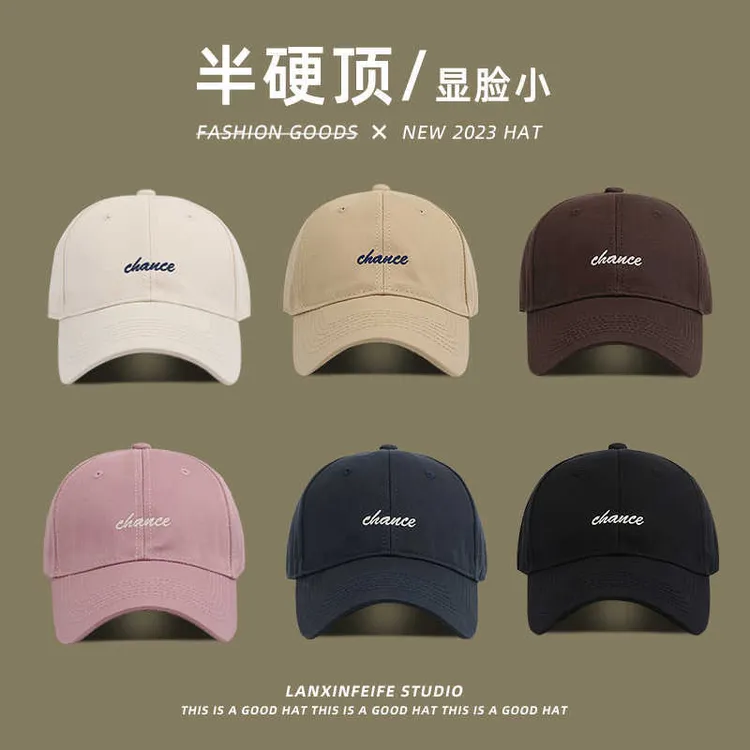 半硬顶帽子鸭舌帽女显脸小字母棒球帽男春夏休闲情侣新款遮阳帽潮