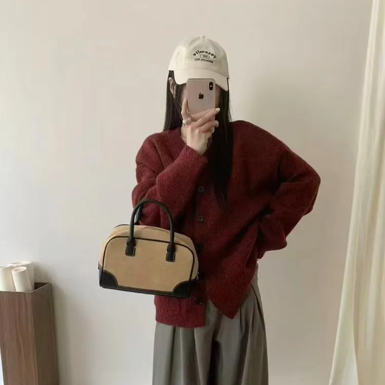 秋季常规袖圆领知性风毛针织衫长袖默认厚度显瘦