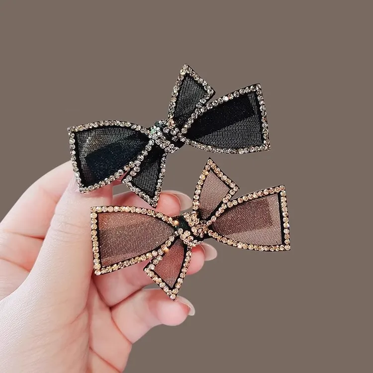 时尚边夹2025新款质感网纱蝴蝶结刘海夹高级感气质顶夹鸭嘴夹发卡