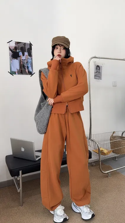 冬季上新休闲显瘦瑜伽休闲连帽套装5023