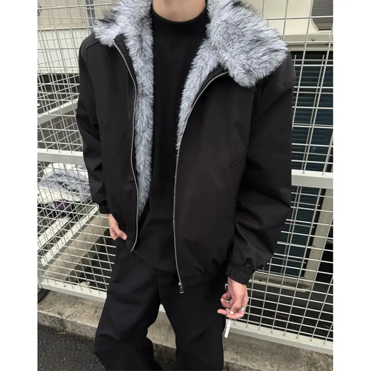 美式狼王座山雕棉衣外套男冬季加绒加厚短款cleanfit毛领夹克棉服