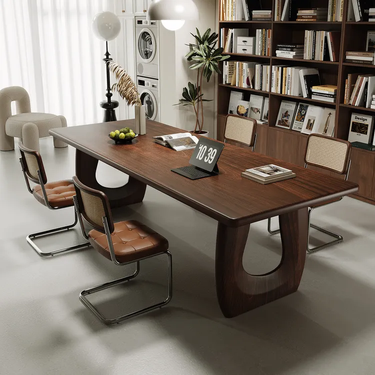 南美胡桃木书桌家用高级感去客厅化一体实木书房工作台书法学习桌
