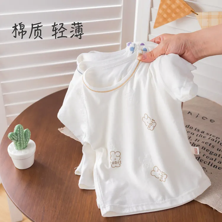 婴儿衣服夏季薄款棉无骨儿童女男童t恤短袖宝宝服装宽松轻薄打底