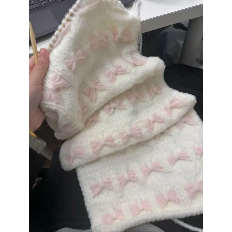手工棒针暖和蝴蝶结牛奶慕斯云朵棉棉特色线diy围巾材料包送女友