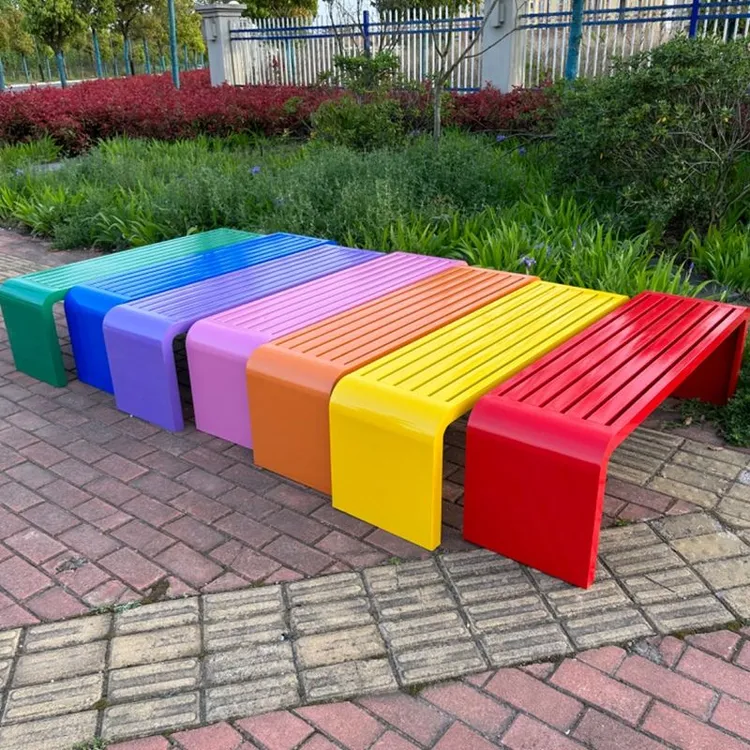 全铁艺长条凳公园椅户外长椅庭院不锈钢休闲靠背座椅商休闲排椅