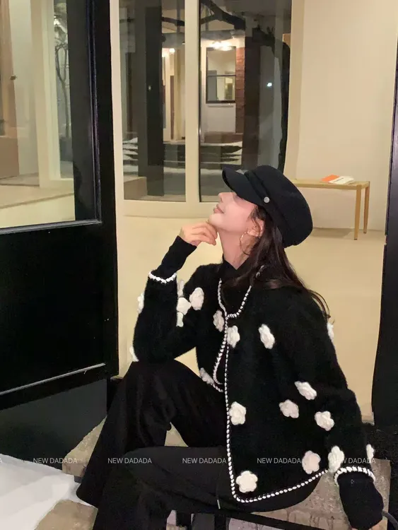 利达 NEW DADADA 轻熟法式质感立体花开衫优雅气质上衣CPM2897