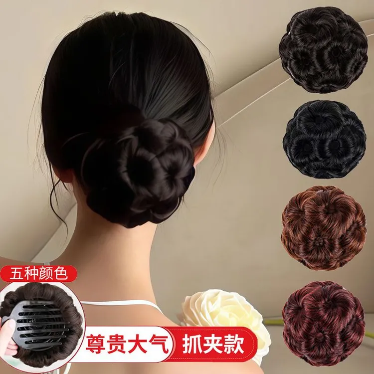 假发带钻九朵花抓夹发包假发圈头花盘发器卷发夹丸子头假头发饰品