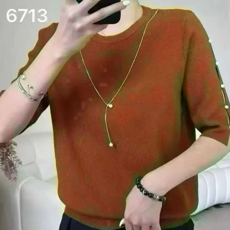 圆领毛衫拼接女装百搭上衣立领宽松V领网红提花