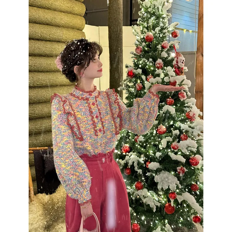 一生罗曼 小众炸街高级感衬衣女款秋冬彩色撞色上衣长袖衬衫Y4643