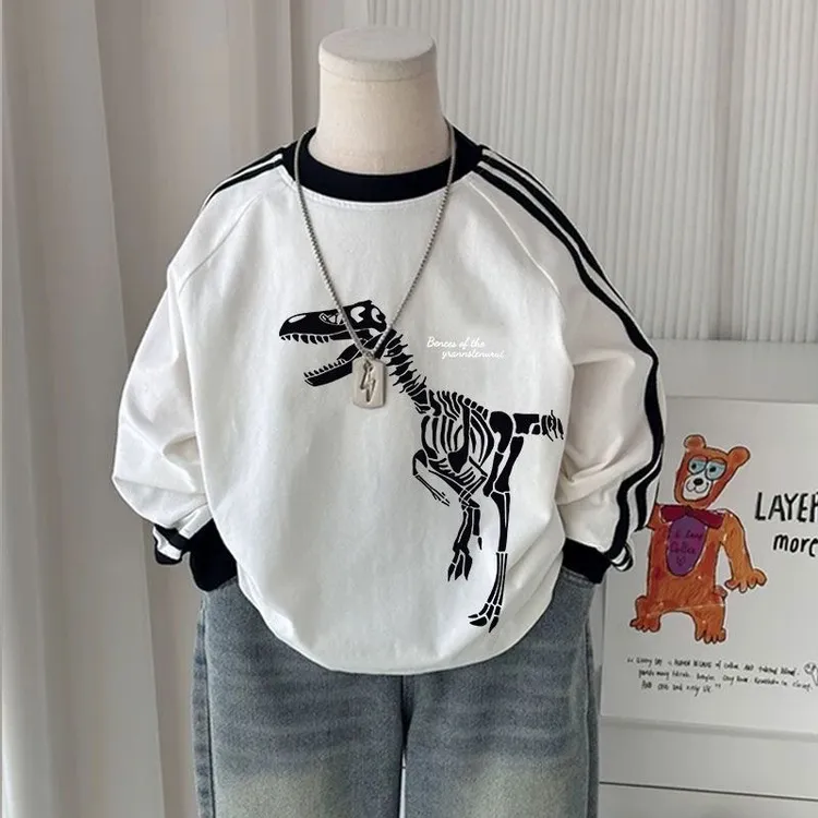 男童长袖T恤中小儿童帅气恐龙纯棉打底衫男宝宝春秋款圆领上衣潮