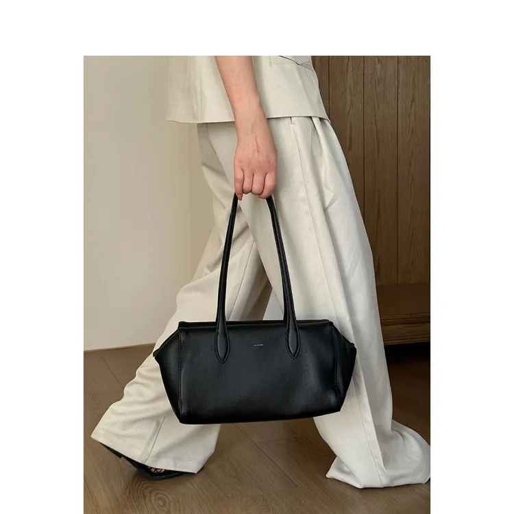 TOUCH MISS法式头层软牛皮大容量包包女真皮单肩手提腋下波士顿包