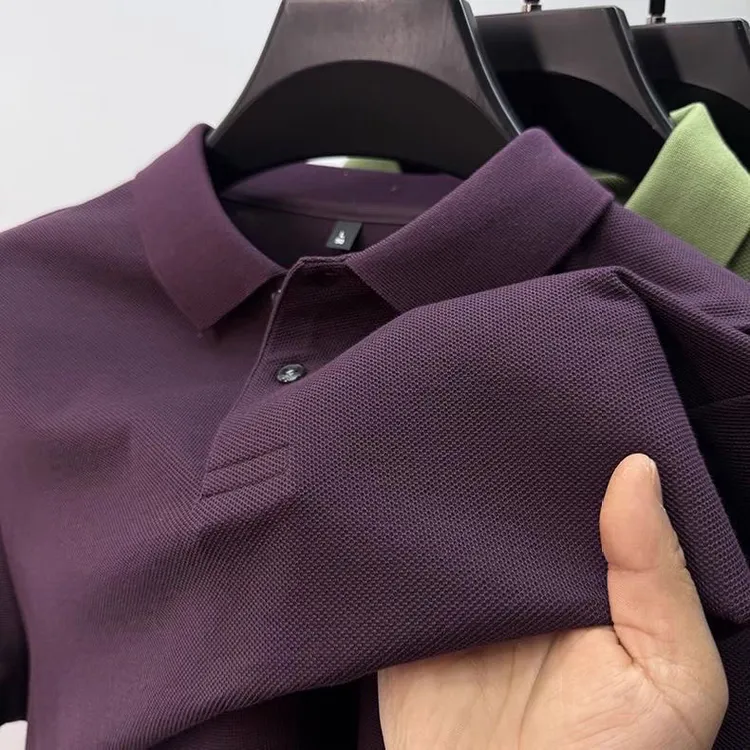 爆款100%纯棉短袖T恤男士 夏季商务翻领POLO衫纯色半袖休闲体恤衫