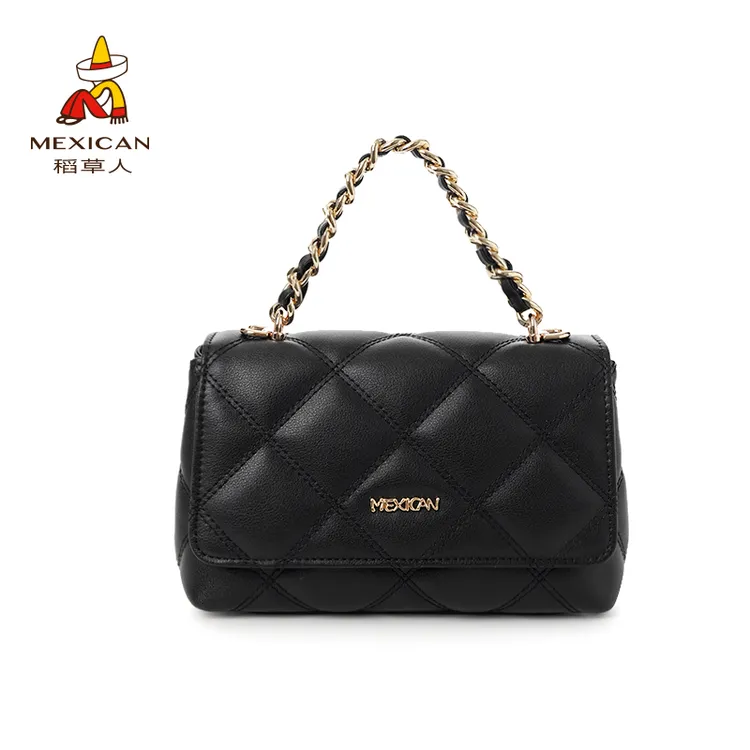 稻草人牛皮包时尚轻奢女士手提翻盖单肩手提包真皮菱格经典小香风