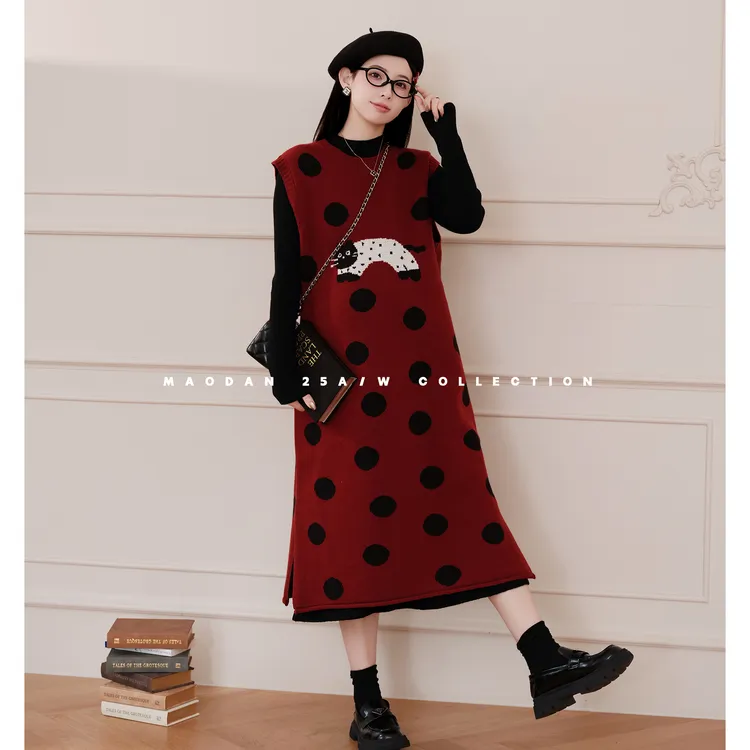 maodan/猫单【野莓果酱】孕妇装秋冬新品时尚洋气休闲背心裙连衣裙
