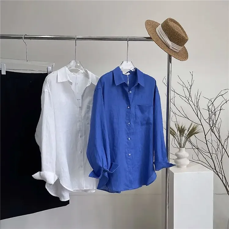 夏季新款气质长袖衬衫上衣气质廓形落肩宽松森系防晒开衫显瘦时尚