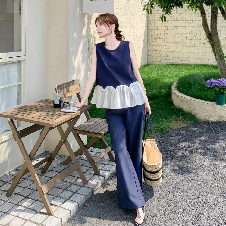 轻熟风韩系超好看背心套装女2025夏季新款无袖上衣阔腿裤两件套潮