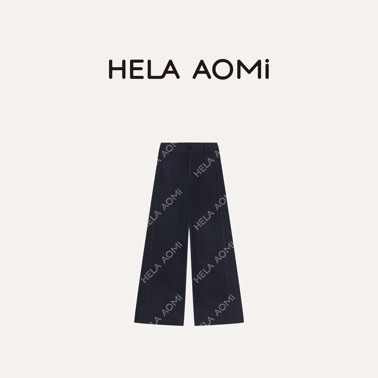 HELA AOMI “原单线*斜纹磨毛裤”高腰宽松遮气质休闲裤CY5CN61111