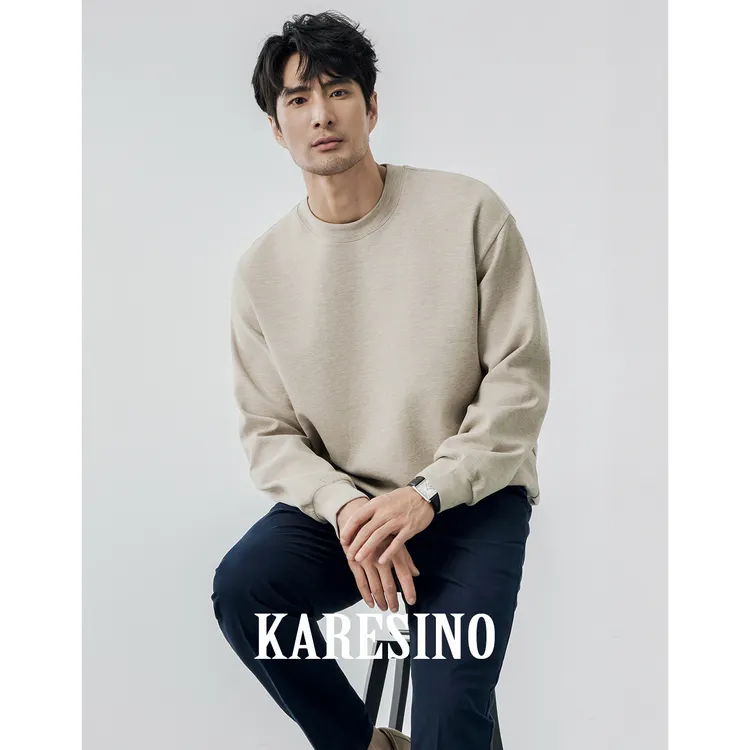 KARESINO秋冬季休闲百搭套头上衣长袖男士保暖羊毛打底衫圆领卫衣
