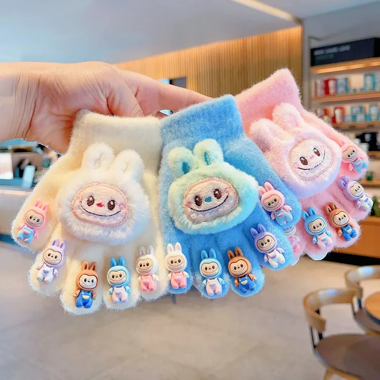 手套全指保暖儿童手套秋冬防寒防风儿童2025新款毛绒五指套