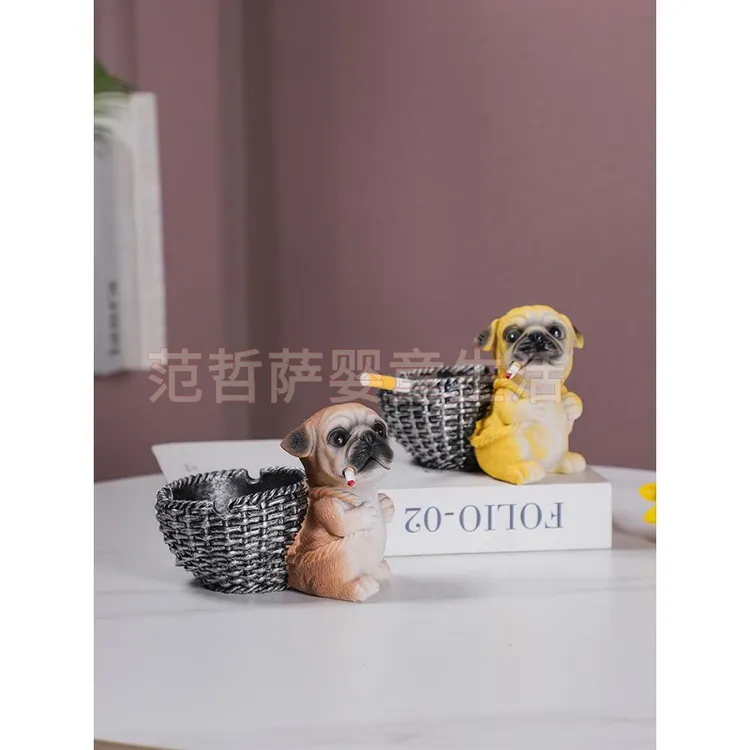 创意旺财狗烟灰缸摆件个性潮流家用客厅办公室可爱生日礼物送男友