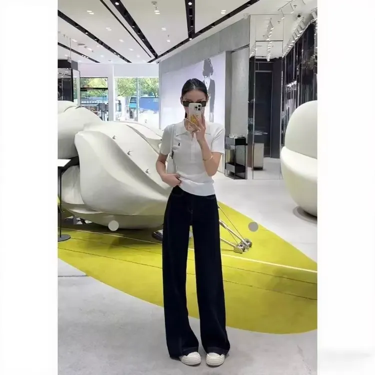 【怒推逛街裤】四面弹普洗黑金色双侧线窄板不贴腿直筒微喇裤