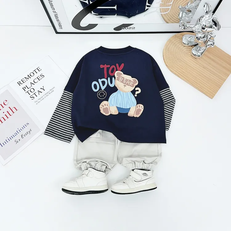 男童套装2025新款秋儿童春秋季两件套HZ25751悠悠童话联名泰迪熊