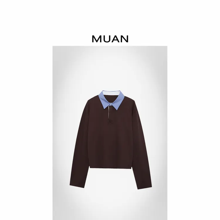 木岸MUAN：《中古日记卫衣》定制撞色翻领百搭卫衣上衣女CQ-DG3-9039