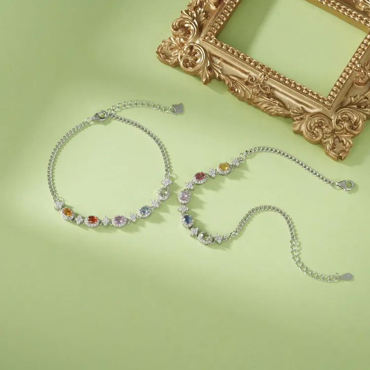 【云上叙】S925银彩蓝宝手链-多样性发其一3.5*3mm-V79071-M（甄选）