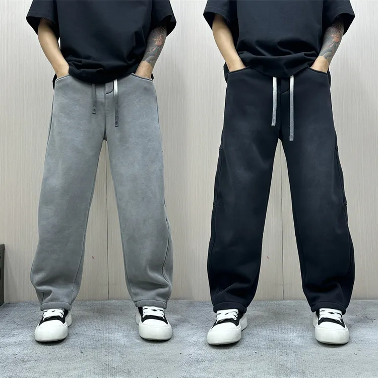 昊Studio冬季男士加绒运动直筒百搭慵懒感时尚痞帅立体潮流休闲裤