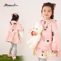 MOMOCO欧若风春季女童长款满印风衣洋气甜美外套77580113002