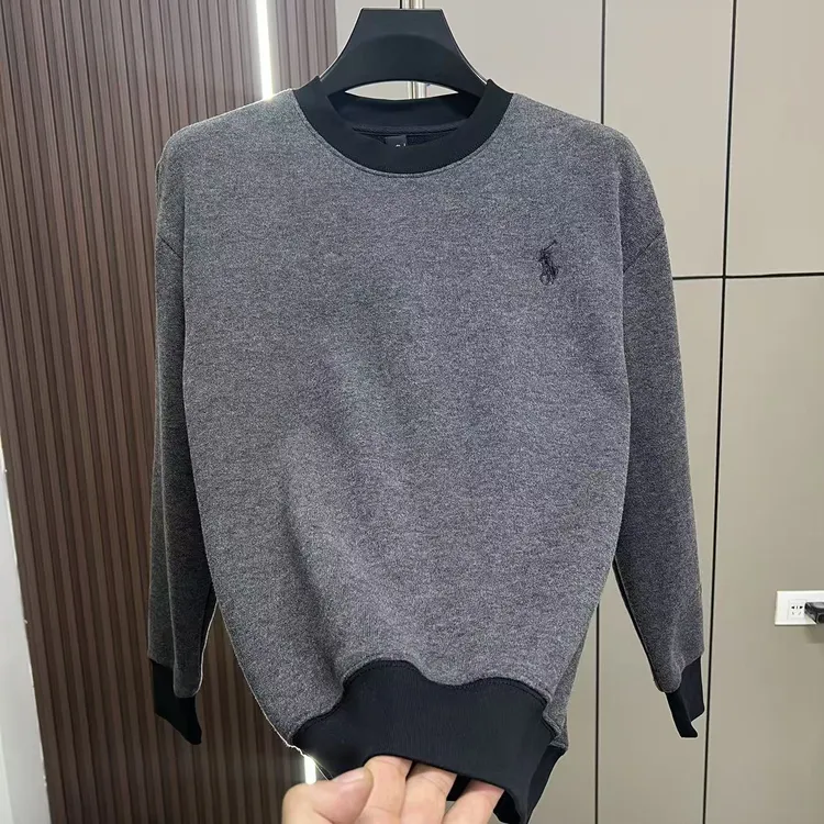 2025秋冬新款刺绣加绒卫衣男潮牌宽松百搭长袖男士上衣圆领