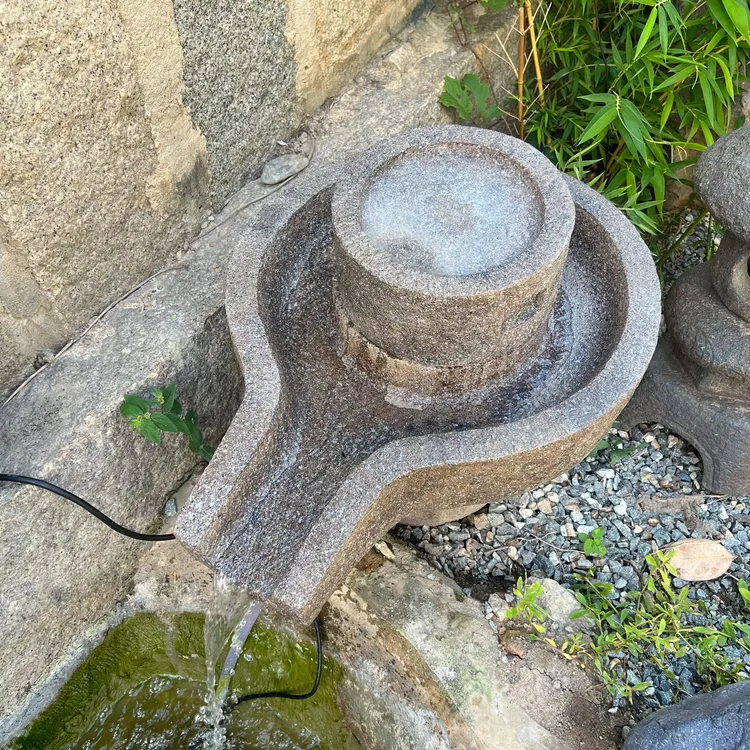 中式复古中间循环流水石磨摆件庭院花园别墅民宿家居装饰布置