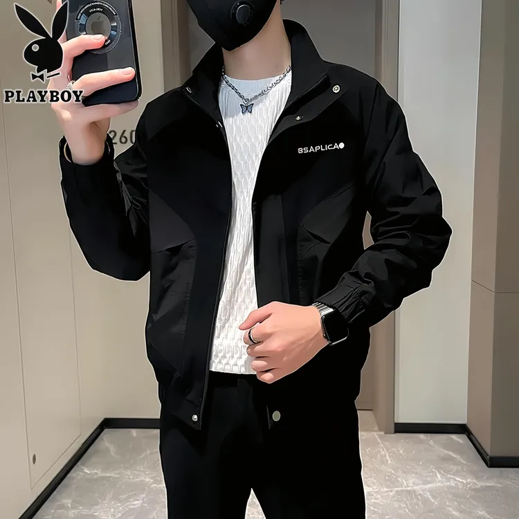 PLAYBOY/花花公子男士痞帅潮流立领夹克春季新款时尚休闲百搭外套