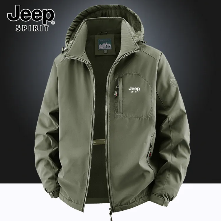 Jeep吉普冬季加绒棉服男士冬天户外休闲登山宽松大码冲锋上衣棉衣