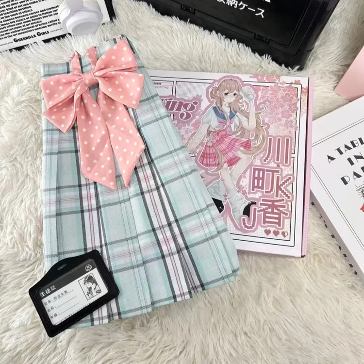 川町香【桃子汽水】小清晰夏原创jk学生格裙百褶裙学院短裙半身裙