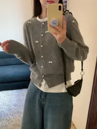 【潘潘.968813】2025年早春新款时尚百搭气质圆领针织开衫