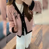 徐达布【槐白梨小】大码粉色慵懒毛衣女秋冬宽松针织衫M37698C53