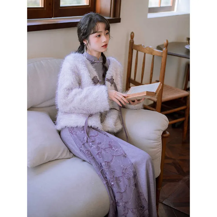 富家千金冬装小香风套装女高级感名媛气质短款毛呢外套半裙两件套