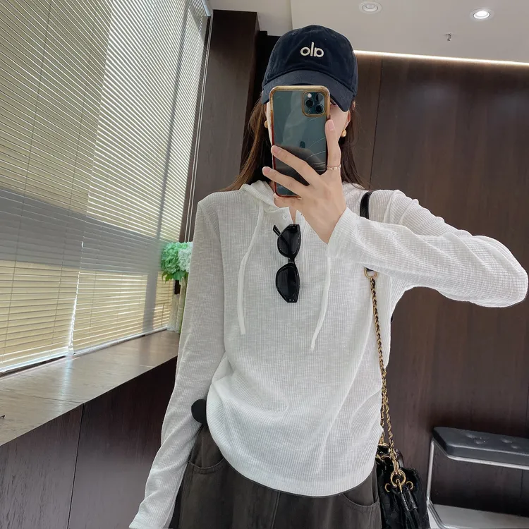 IMFLY金小金自制女装 T恤DYW9600早秋显瘦连帽收腰帽衫上衣女