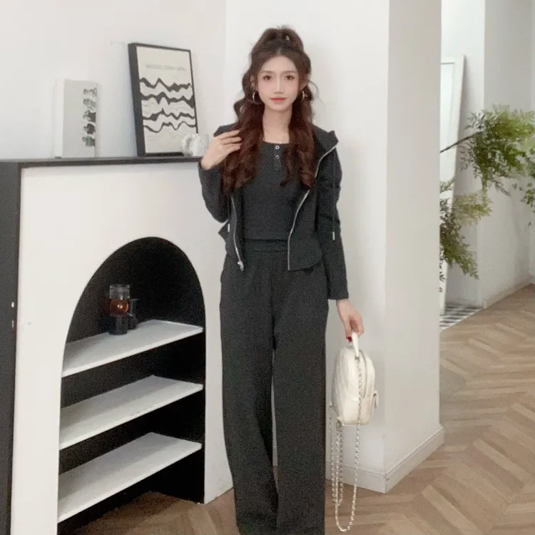 IEF/爱依服套装2025秋季新款温柔高腰时尚气质上下套裤流光风
