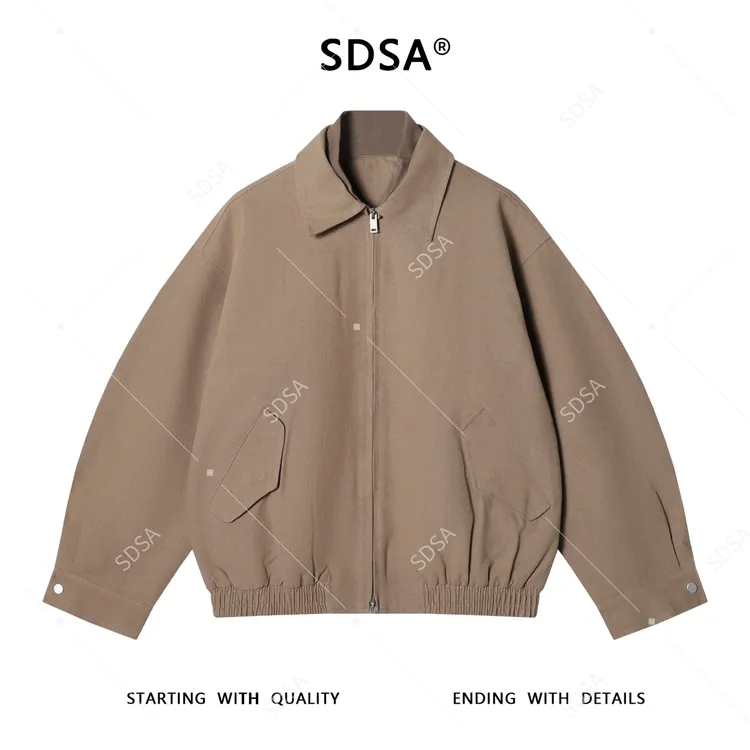 SDSA男士秋冬新款痞帅男装翻领宽松复古外套拼接设计感百搭上衣