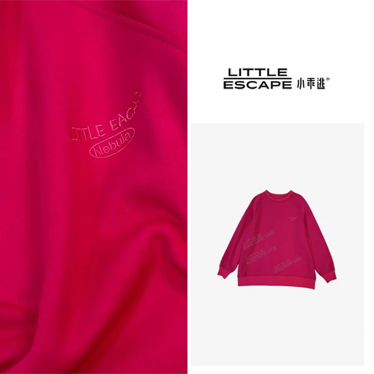 小乖逃X双色！加绒黑色玫红卫衣LI刺绣椭圆宽松潮流卫衣S24185