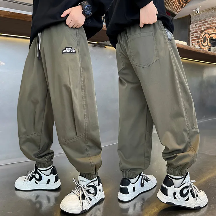 男童裤子春秋休闲百搭2025中大童宽松春季新款儿童运动风卫裤潮流