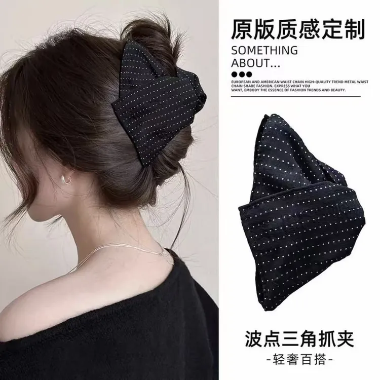 法式高马尾三角抓夹女高级感2025新款赫本风鲨鱼夹后脑勺发饰