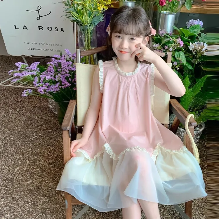 女童夏装连衣裙2025新款洋气时髦无袖裙子儿童夏季女孩大童公主裙
